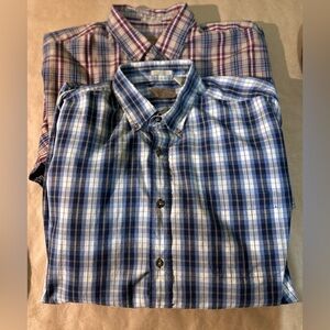 Field & Stream wrinkle free bundle of 2 long sleeve plaid button ups 2x tall